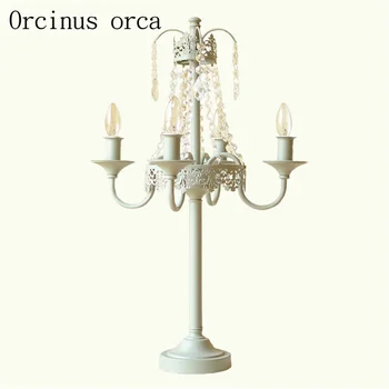 Европейски стил ретро crystal настолна лампа хол и спалня декорация Американски кънтри свещ настолна лампа безплатна доставка