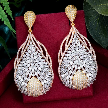 Soramoore Luxury Big Drop Pendant Earrings Fashion Fine Jewelry For Women Wedding обеци 2021 тенденция