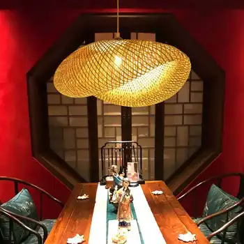 Лампа бамбуков Art Bamboo Chandelier Restaurant Tea Room Leisure Place Hotel Bed and Breakfast Style E27 Висящи Лампи