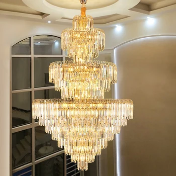 Американската Модерна Кристален Полилей с LED Light Big Long Luxury Crystal Chandeliers Светлини Fixture Home Indoor Lighting 100cm/120cm