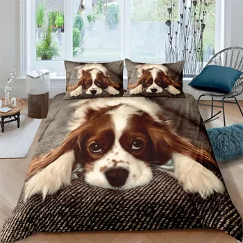 3D Nette Haustier Hund Print Living Home Luxus 2/3Pcs Komfortable Bettbezug Kissenbezug Bettwäsche-sets Königin und könig EU/US/