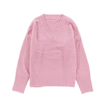 Принцеса сладка лолита пуловер Есен и зима на мода жените розово и нежна възраст с дълга коса и голям вълнен пуловер T1681