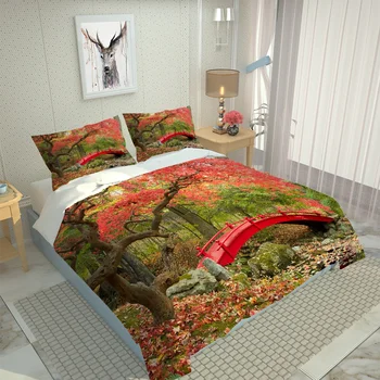 King Size for Adult Single Double Full Bed Linen Плосък Sheet flower природа beding set 3D Комплекти Легла