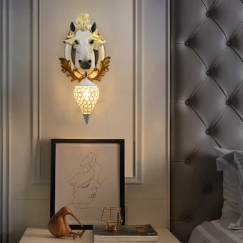 Американски Ретро Смола, с монтиран на стената Лампа в Главата на Коня, с монтиран на стената Лампа, Спалня, Всекидневна, Коридор, Творческа Монтиране на Осветлението за Декорация на Дома