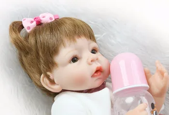 16 см 40 см Реалистични Реборн Бебета Меки Силиконови Детски Кукли шише+биберон ярък Новородено Кукла За Коледни Подаръци на Детето