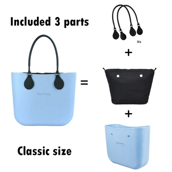 Нови AMbag Obag O чанта Водоустойчива Класически EVA с цип Платно Вътрешен Цветни Дълги Изкуствена Кожа Дръжки За Чанти Жените DIY Чанти