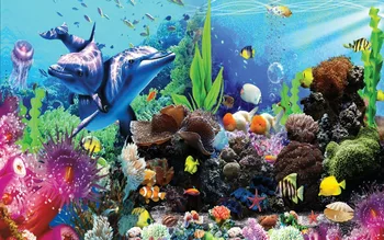 океанските завеси Пейзаж Пейзаж Красотата Цифров печат на снимки Затъмнени 3D Пердета за Хола делфин завеси