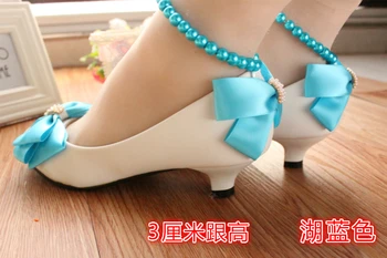 Сини сватбени обувки с лък за жени ръчно изработени сладки вечерни обувки-лодка с пеперуда-възел дамски абитуриентски рокли, обувки