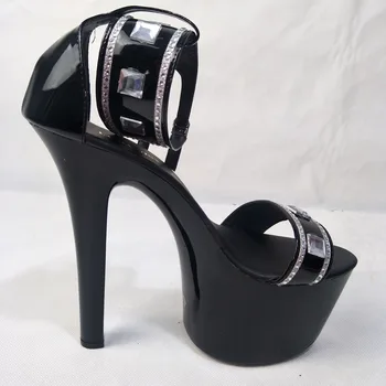 LAIJIANJINXIA / Новост, 17 см, модни великолепна блестяща обувки, пикантен дамски обувки на платформа, Екзотична обувки за танци, Сандали на висок ток