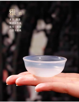 бял ахат малка чаша ръчно изработени от бял нефрит плът Кунг-фу чаша домакински собственик на творчески подарък
