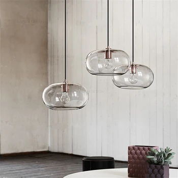 Датски дизайн Мътни сиво стъклен резервоар висящи лампи спалня хол трапезария лампи Скандинавски кабинет висящи лампи осветление