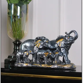 WU ЧЕН LONG Лъки Elephant Art Sculpture Animals Elephant Figurine Resin Crafts Desktop Decorations For Home Wedding Gift R3610