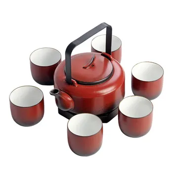 Цзиндэчжэнь керамика кунг-фу чай червена керамика лъч гърне чайник с голям капацитет чаши