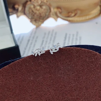 Aazuo 18K Pure White Gold Fine Jewelry Real Natural Diamonds 0.18 ct Classic Irregul Stud Earring Престижни Модни Вечерни Горещи Продажба