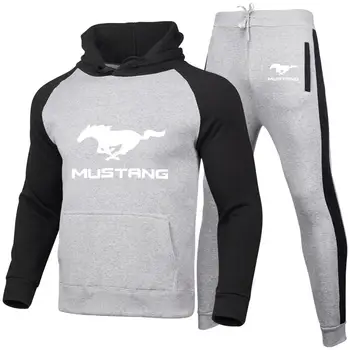 2020 Нов Demisezonnyj За мужчин's hoody Mustang Логото на автомобила печат с високо качество Памук, За мъже Raglan hoody костюм 2 бр.