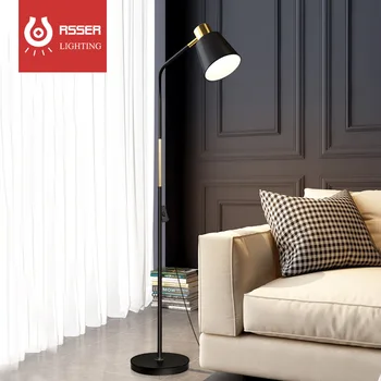 RSSER Nordic Modern Wood LED Corner Floor Lamp E27 Floor Light Standing Lamp Minimal Lamp Vibrancy Reading Light