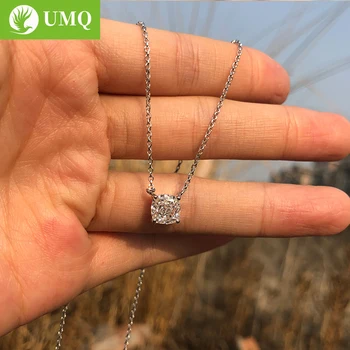 UMQ Classic 925 Sterling Silver Created Moissanite Gemstone Wedding Engagement Party Pendent Necklace Fine Wholesale Jewelry