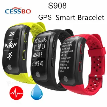 S908 GPS Смарт Гривна Фитнес Гривна Часовник 3D Голям Сензорен Екран OLED Съобщение на Сърдечната Честота Време Smartband Bluetooth Телефон Sync