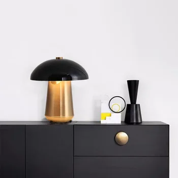 Модерен Гъби Черен Настолна Лампа Мода Класически Метал Настолна Лампа Спалня Светлина TA084