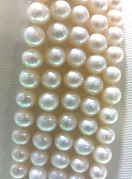 Безплатна доставка на едро на 5 реда натурален AA 7-8 мм бял сладководни перли на огърлица