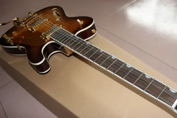 Нов стил е куха обвивка джаз електрическа color Sunburst тигър flame guitarra Ръчно изработени 6 жал gitaar