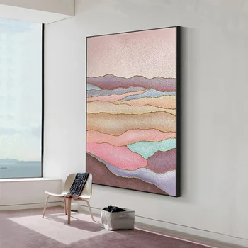 Ръчно рисувани с маслени бои абстрактен цвят планински декор живопис спалня триизмерна дебела текстура виси живопис