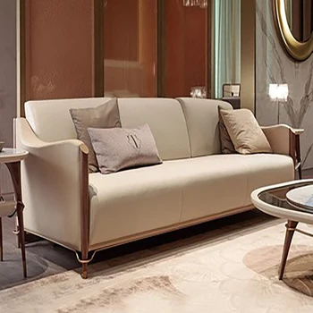 Постмодерното лесен луксозен италиански диван кожа вила голям апартамент, хол комбинация минималистичен американски кожена арт