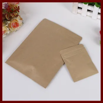 1000pcs 13x18.5cm Плосък Brown Kraft Paper Bag No Window No Stand Up Zipper/ziplock Jewelry Packaging Paper Bag For Gift/tea Bags